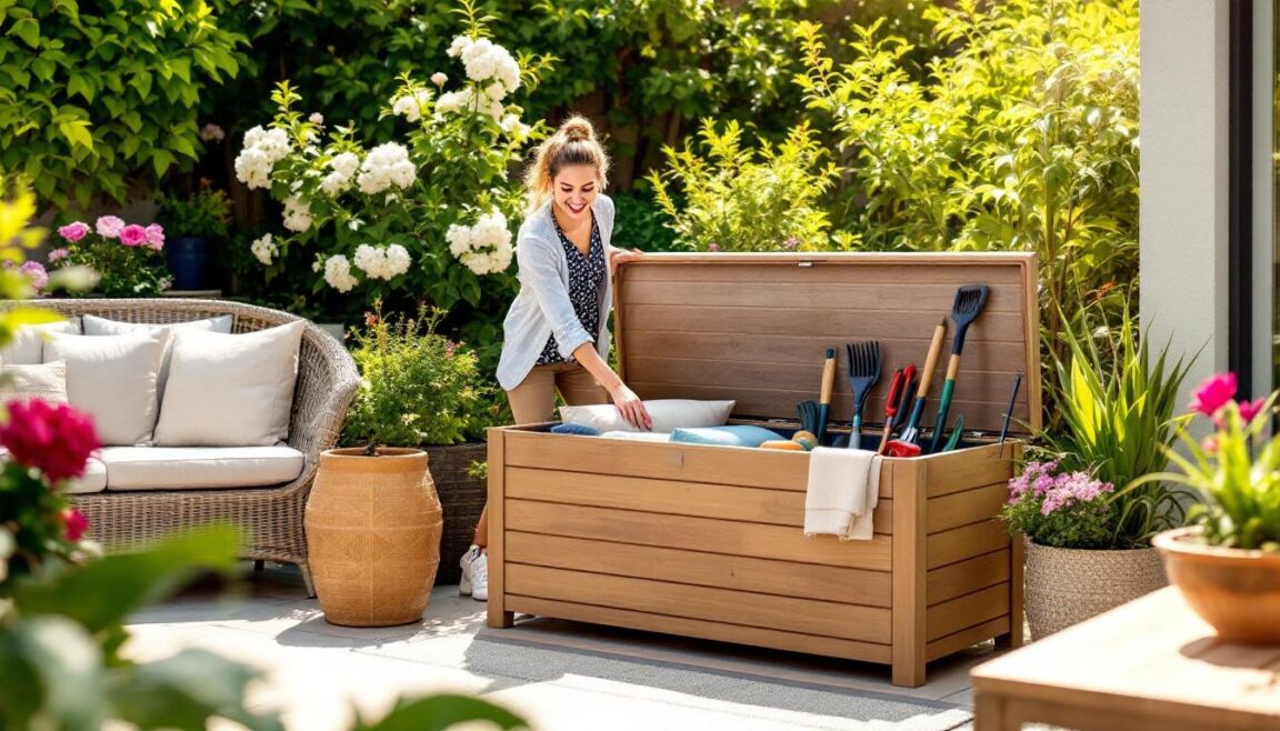 sublimez votre jardin avec ce coffre de rangement élégant, idéal pour organiser votre espace extérieur. profitez dès maintenant d'une offre exclusive à 65 € chez castorama !