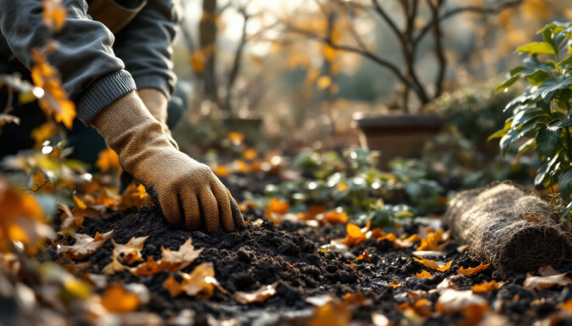 fin octobre, préparez votre jardin pour l’hiver : protégez les plantes fragiles, ramassez les feuilles, plantez les bulbes et nourrissez le sol.