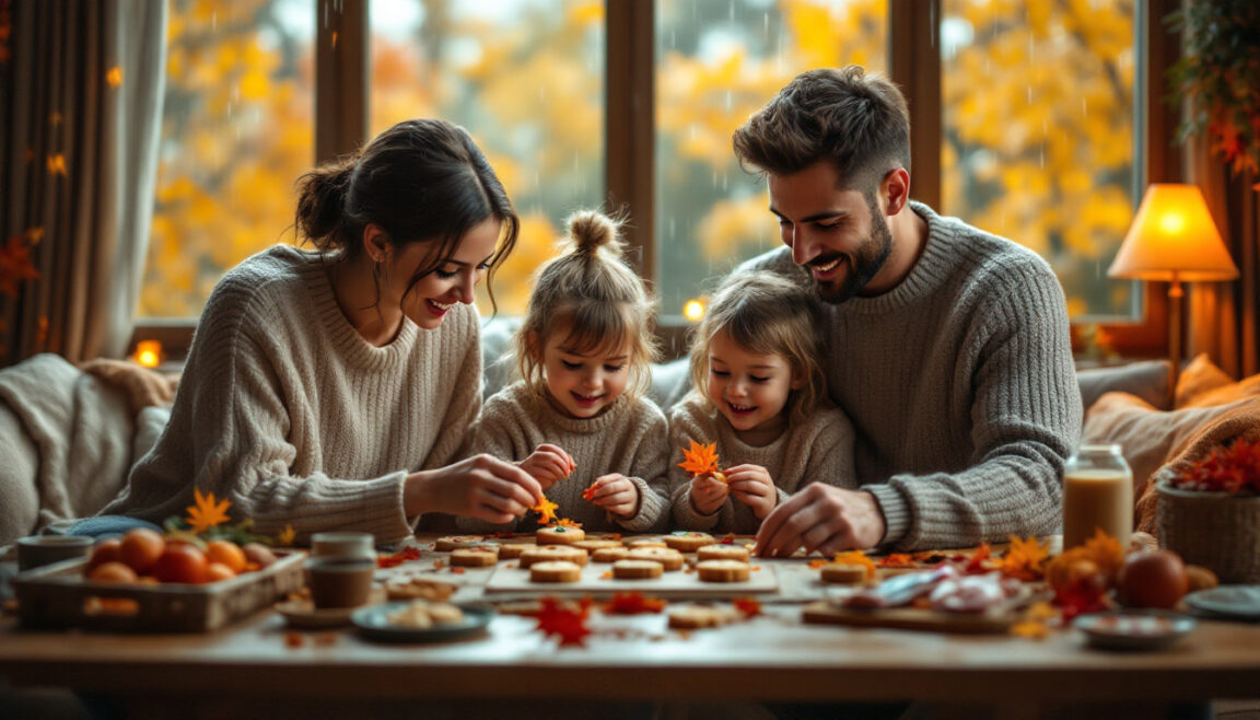découvrez des idées d’activités en famille pour profiter des journées pluvieuses d’automne : jeux, loisirs créatifs, recettes et moments cocooning.