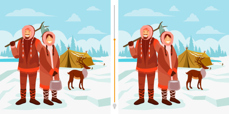 Jeu des différences : Saurez-vous repérer les trois différences qui distinguent ces deux scènes eskimos en un clin d'œil ?