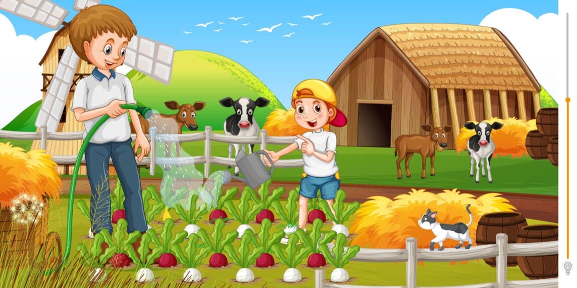 Défi visuel captivant : Repérez l'erreur subtile dans cette scène bucolique où deux jeunes s'adonnent avec passion au jardinage !