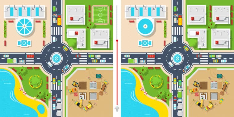 Défi visuel : découvrez les 5 différences dans ces vues aériennes de ville en moins de 20 secondes ! Saurez-vous devenir un maître de l'observation urbaine ?