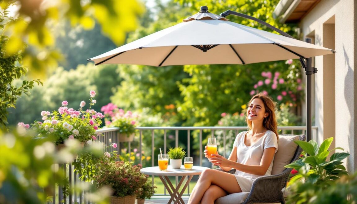 profitez de moments de détente sur votre balcon grâce au parasol alinea à seulement 41,40€. offrez-vous des siestes agréables à petit prix avec ce modèle pratique et design !