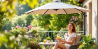 profitez de moments de détente sur votre balcon grâce au parasol alinea à seulement 41,40€. offrez-vous des siestes agréables à petit prix avec ce modèle pratique et design !