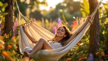 aménagez un coin relaxation dans votre jardin avec un hamac brésilien éthique et son support en bois fsc, pour moins de 200 € chez truffaut. confort, style et respect de l’environnement sont au rendez-vous !