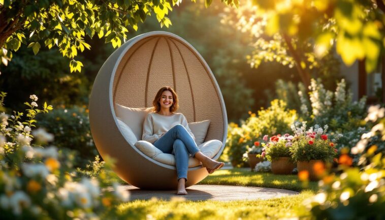 profitez d’un instant de relaxation en plein air avec le fauteuil œuf céleste en acier gris, proposé à seulement 281 € au lieu de 399 € chez truffaut. confort, design moderne et économie au rendez-vous !
