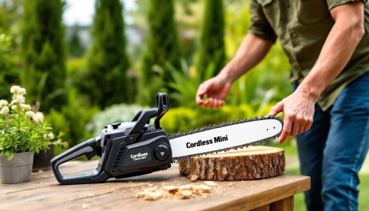 profitez de l'offre du jour sur amazon : la mini tronçonneuse sans fil à seulement 24 €. idéale pour des coupes précises, rapides et sans effort dans votre jardin ou vos petits travaux de bricolage.