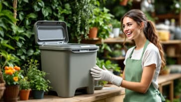 profitez d'un composteur compact et performant, idéal pour les petits espaces ! découvrez les promotions exclusives chez leroy merlin et adoptez le compostage même sans jardin.