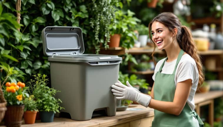 profitez d'un composteur compact et performant, idéal pour les petits espaces ! découvrez les promotions exclusives chez leroy merlin et adoptez le compostage même sans jardin.